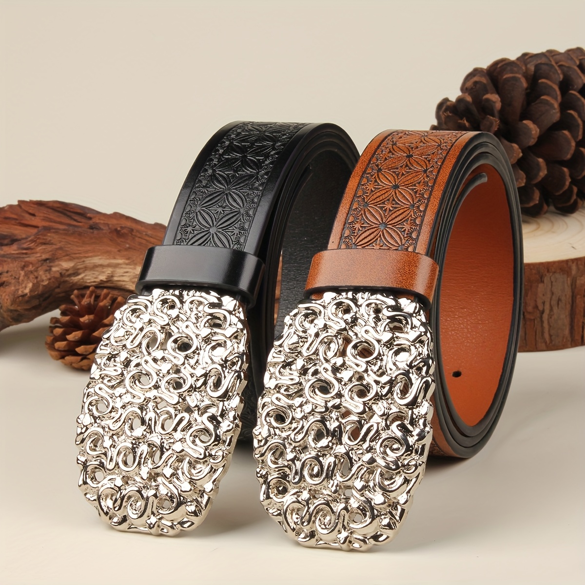 Fashionable Snake Hollow Out Belt with Silvery Buckle 3.7cm Wide